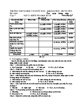 Đề và đáp án kiểm tra học kì II Địa lí lớp 7 - Trường THCS Tứ Dân